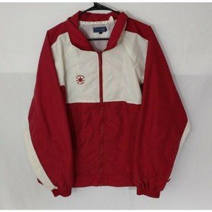 Converse All Star Windbreaker Men Large Red White Retro Zip Pullover Size Large